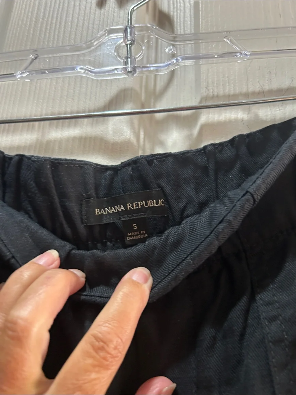 Banana Republic Black Cropped Linen-Blend Pull-On Ankle Pants with Patch Pockets